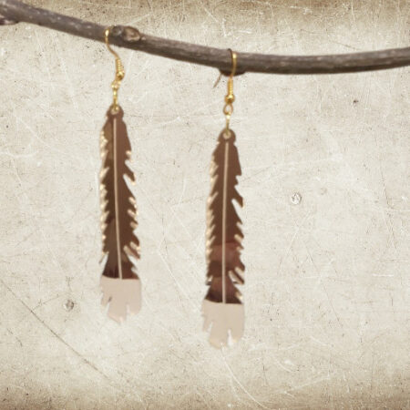 Earrings - Mirror Gold Huia Feathers